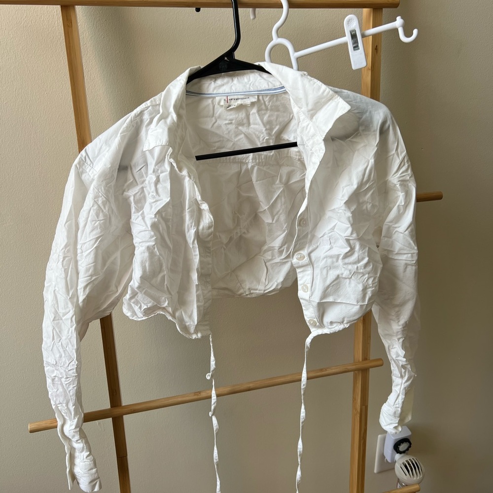 Anthropologie Cropped Tie Buttondown Small